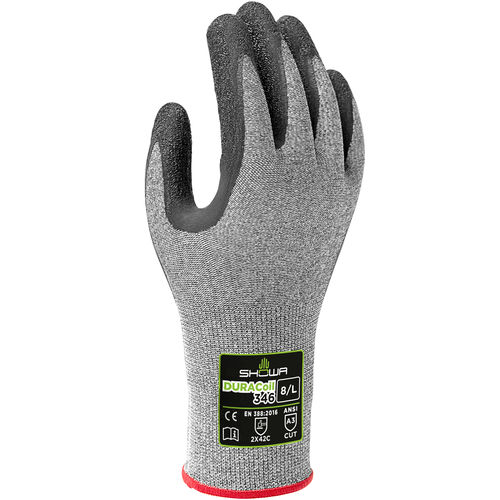GUANTE ANTI-CORTE RECUBIERTO LATEX FORRO GRIS DURACOIL CALIBRE 13 SHOWA 346